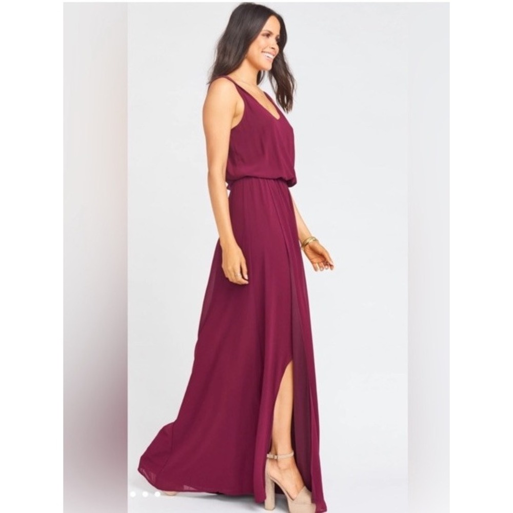 NWT Show Me Your Mumu Kendall Maxi Dress Merlot Chiffon Size Small